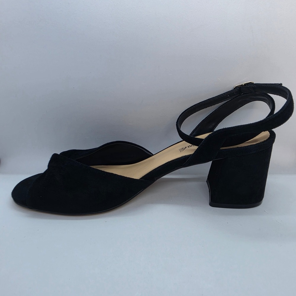 Free People Black Suede Block Heel Ankle Strap Peep Toe Sandals Size 41 - Picture 10 of 10